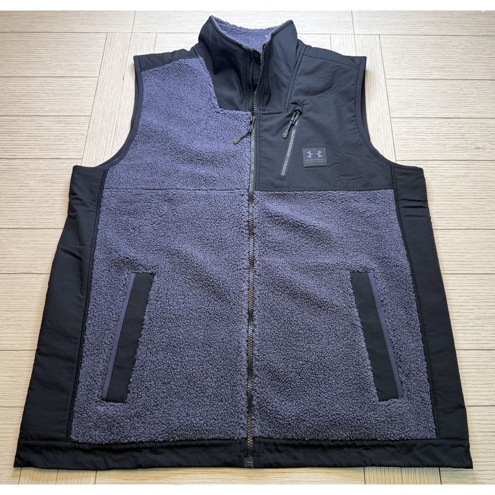 Under Armour NWT Men Full-Zip Mission Boucle VEST Size XL Black/Purple MSRP $100